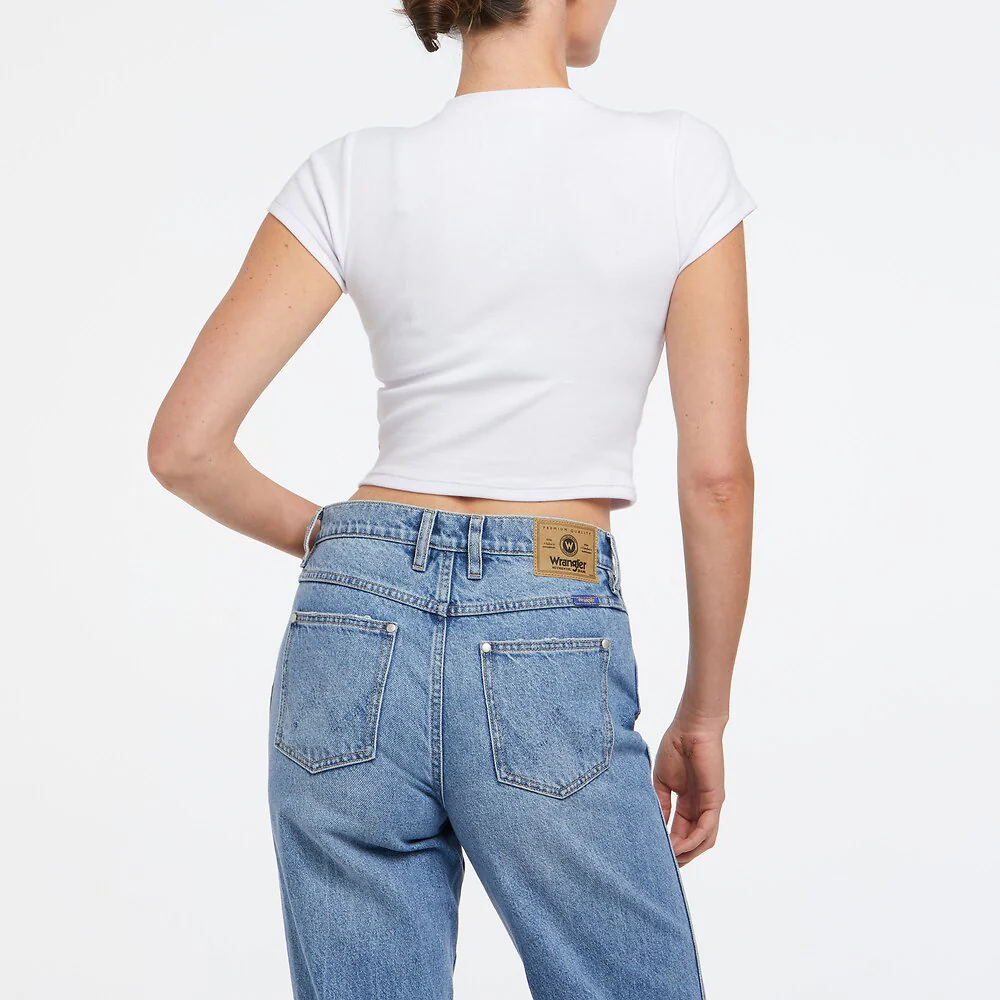 WRANGLER Womens Aries Organic Cotton Baby Tee Shirt White - Image 4