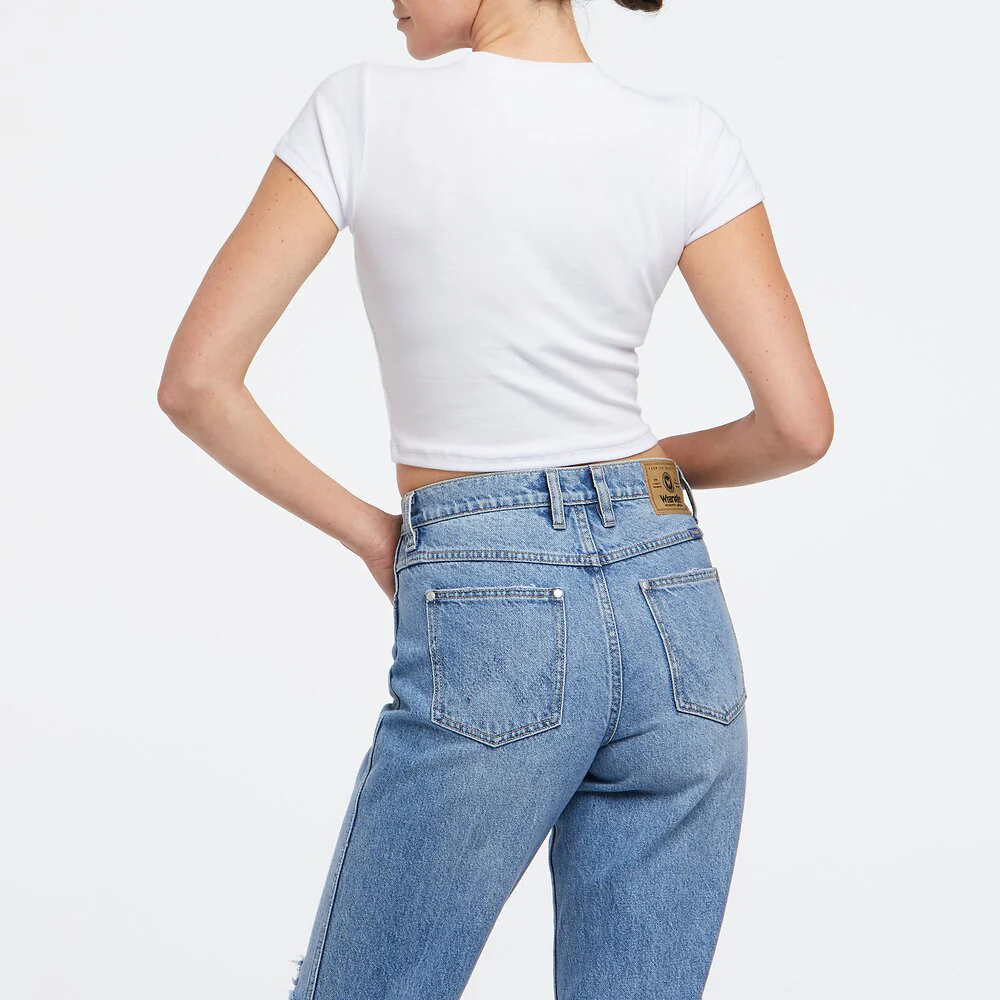 WRANGLER Womens Cancer Organic Cotton Baby Tee Shirt White - Image 4