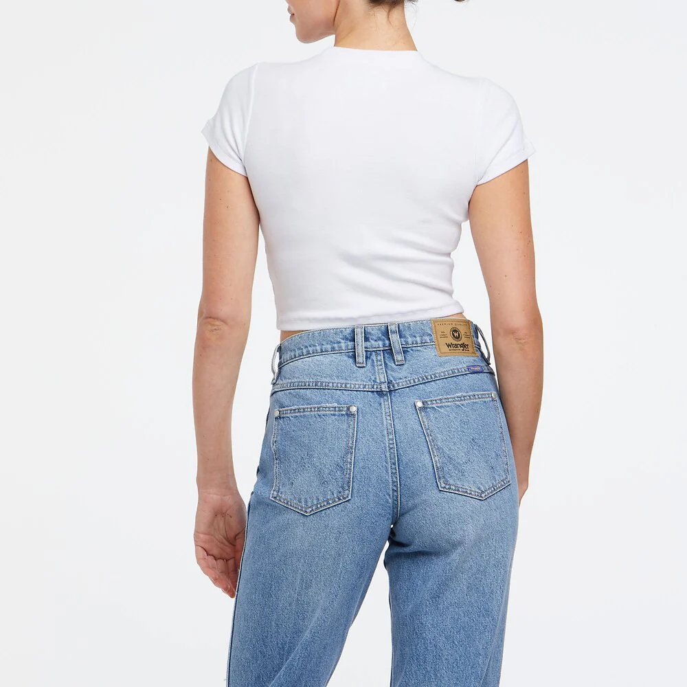 WRANGLER Womens Capricorn Organic Cotton Baby Tee Shirt White - Image 3