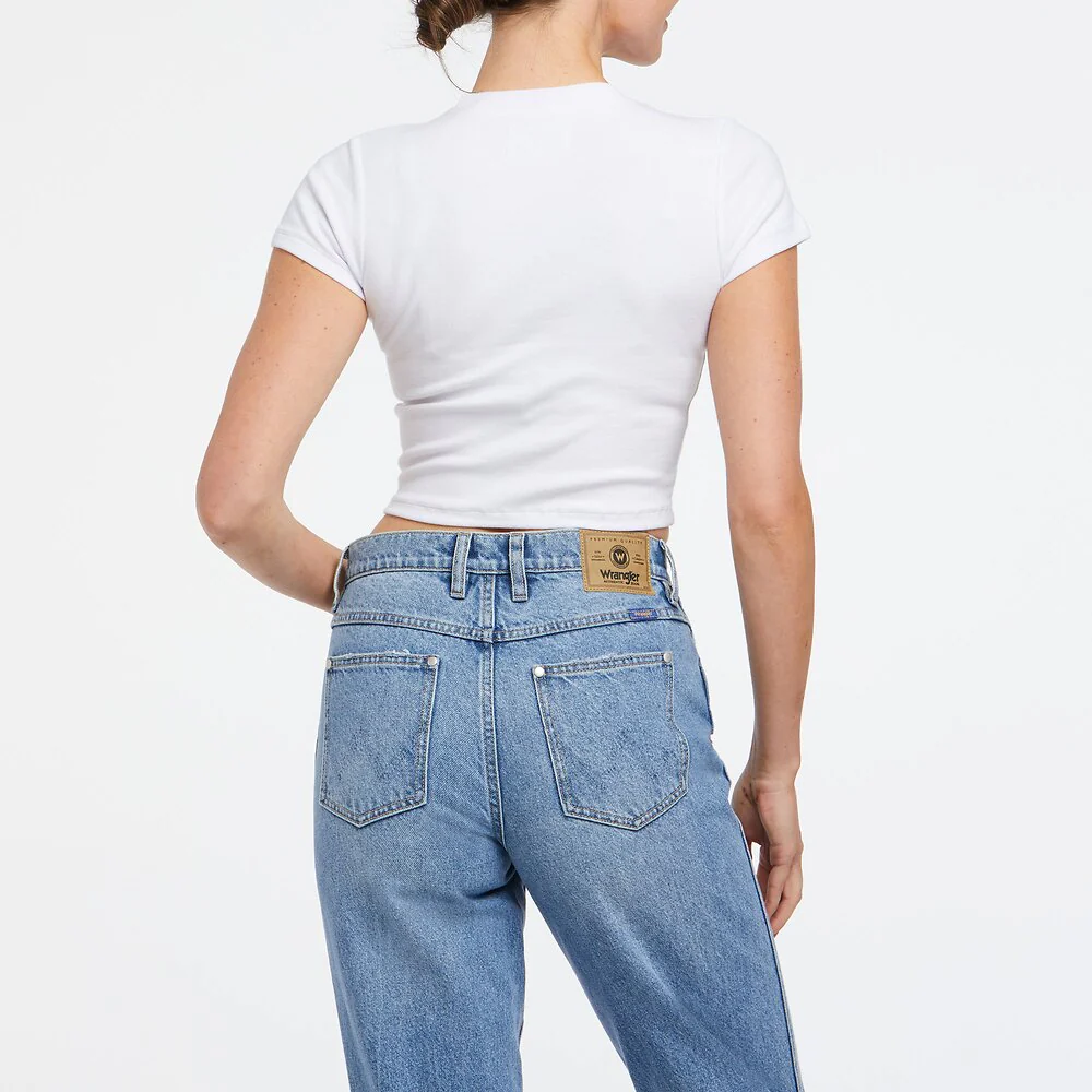 WRANGLER Womens Gemini Organic Cotton Baby Tee Shirt White - Image 4