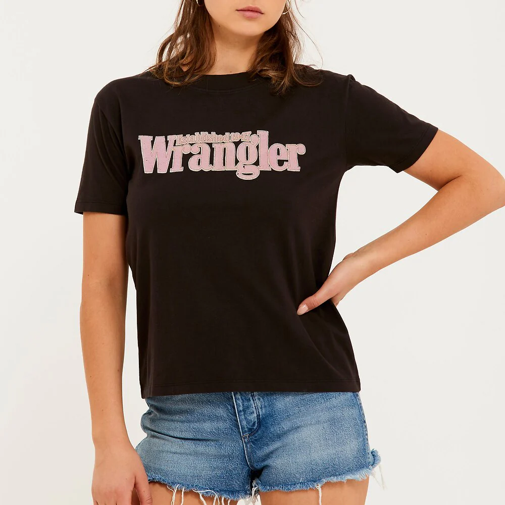 Wrangler Womens Hilton Logo Tee - Worn Black - Image 3