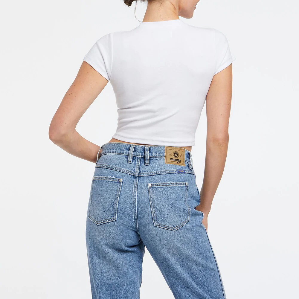 WRANGLER Womens Libra Organic Cotton Baby Tee Shirt White - Image 4