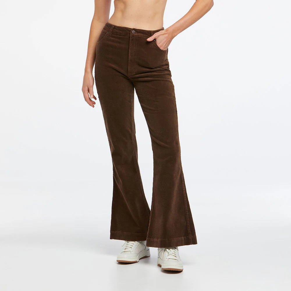 WRANGLER Womens Lou Lou Bells Flared Jeans Chocolate Cord - Image 6