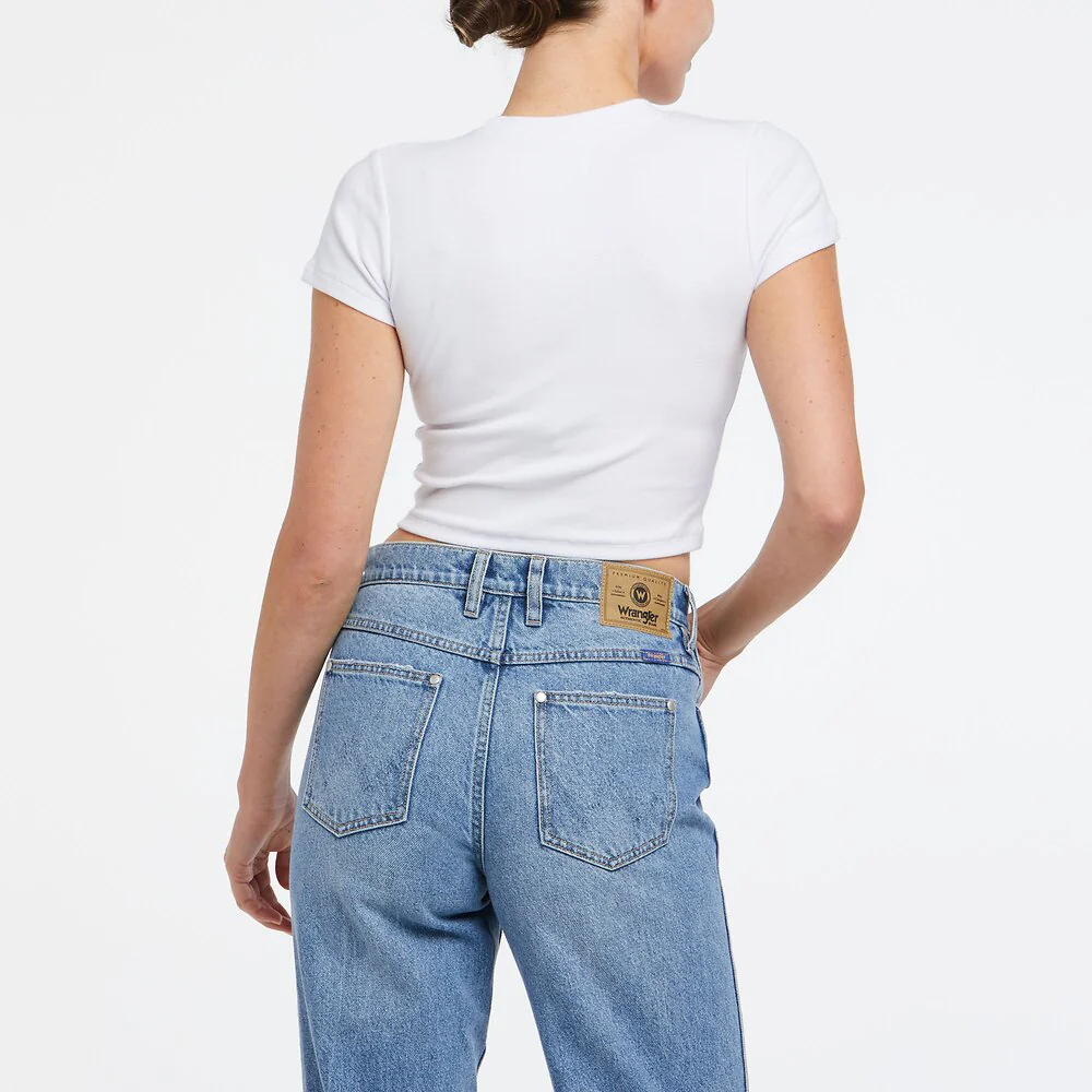 WRANGLER Womens Scorpio Organic Cotton Baby Tee Shirt White - Image 4