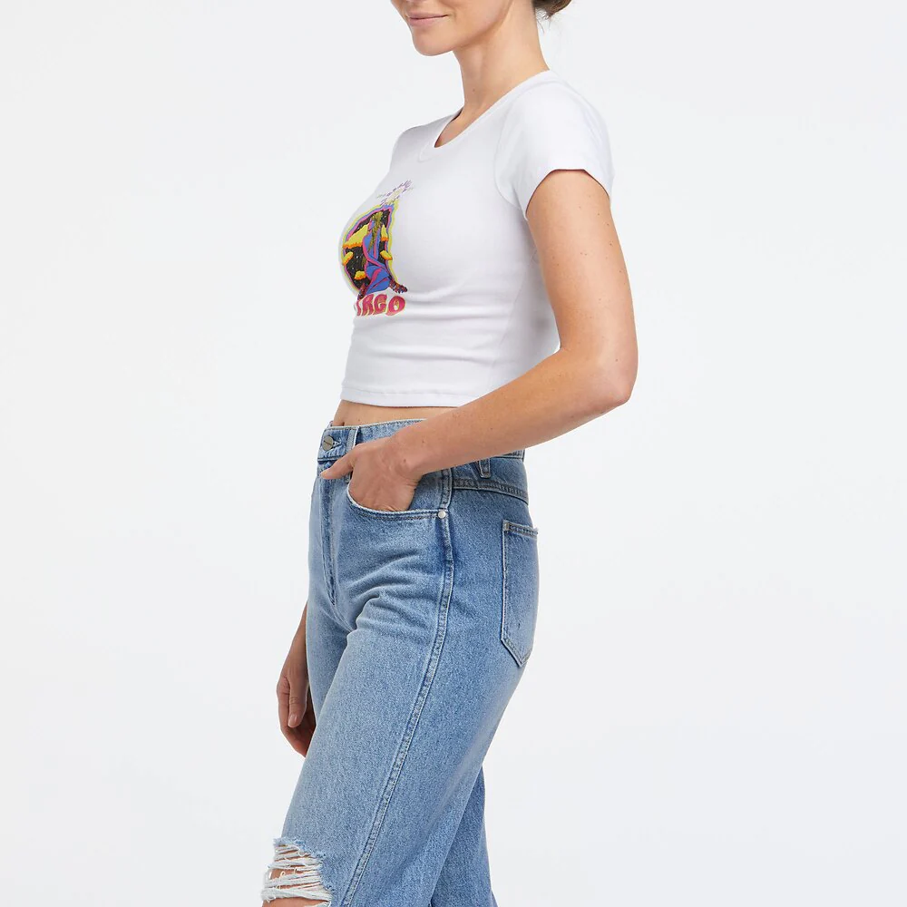 WRANGLER Womens Virgo Organic Cotton Baby Tee Shirt White - Image 3